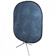 4 x 5' Heather Gray / Midnight Blue Collapsible Muslin Background with Stand